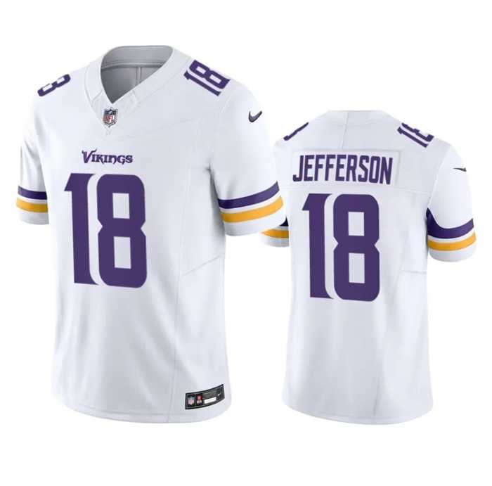Men & Women & Youth Minnesota Vikings #18 Justin Jefferson White 2023 F.U.S.E. Vapor Untouchable Stitched Jersey